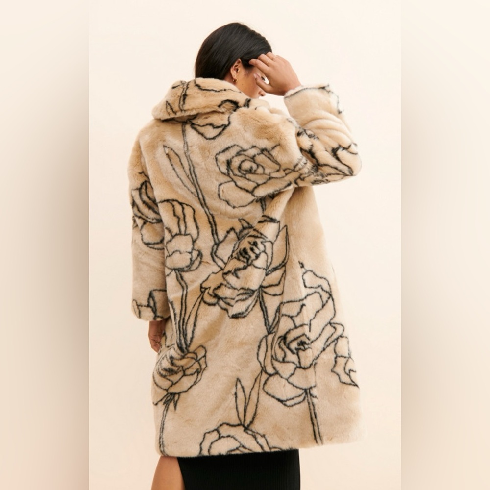 Anthropologie Katie Faux Fur Rose Coat Size 4US Retail $436 NWT